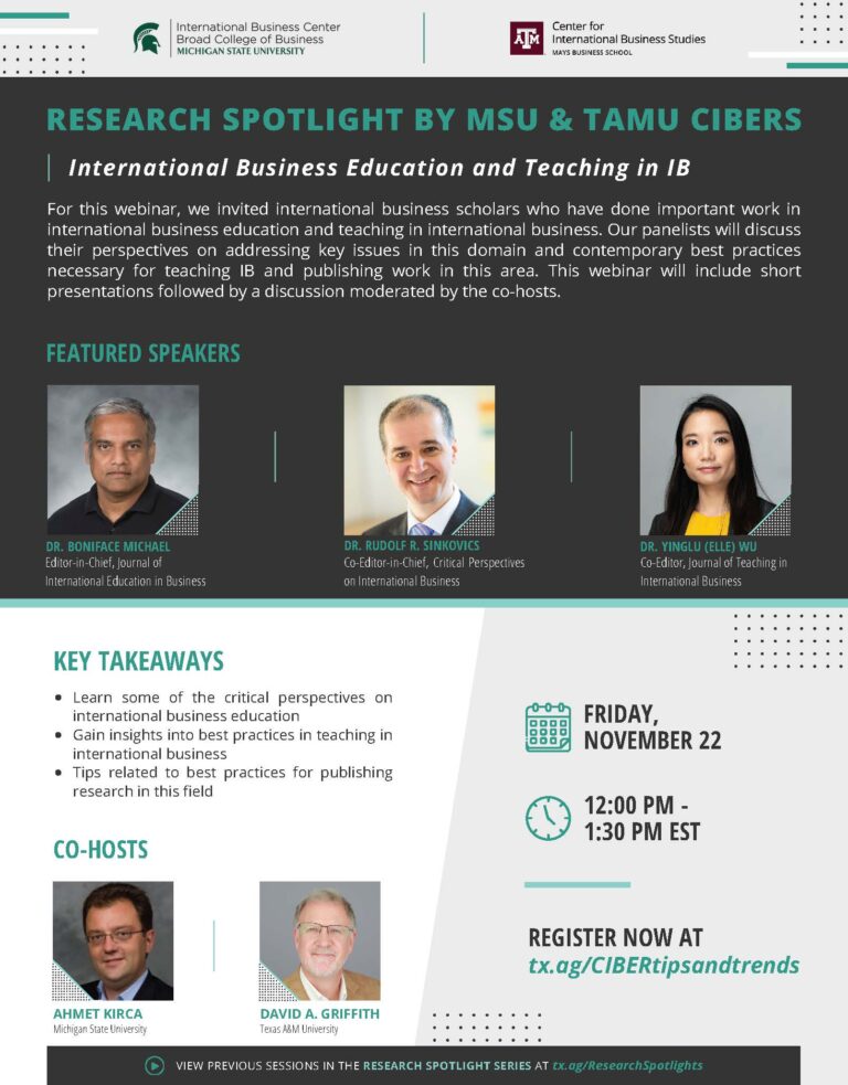 Michigan State University and Texas A&M University Is Hosting a Webinar on International Education and Teaching.